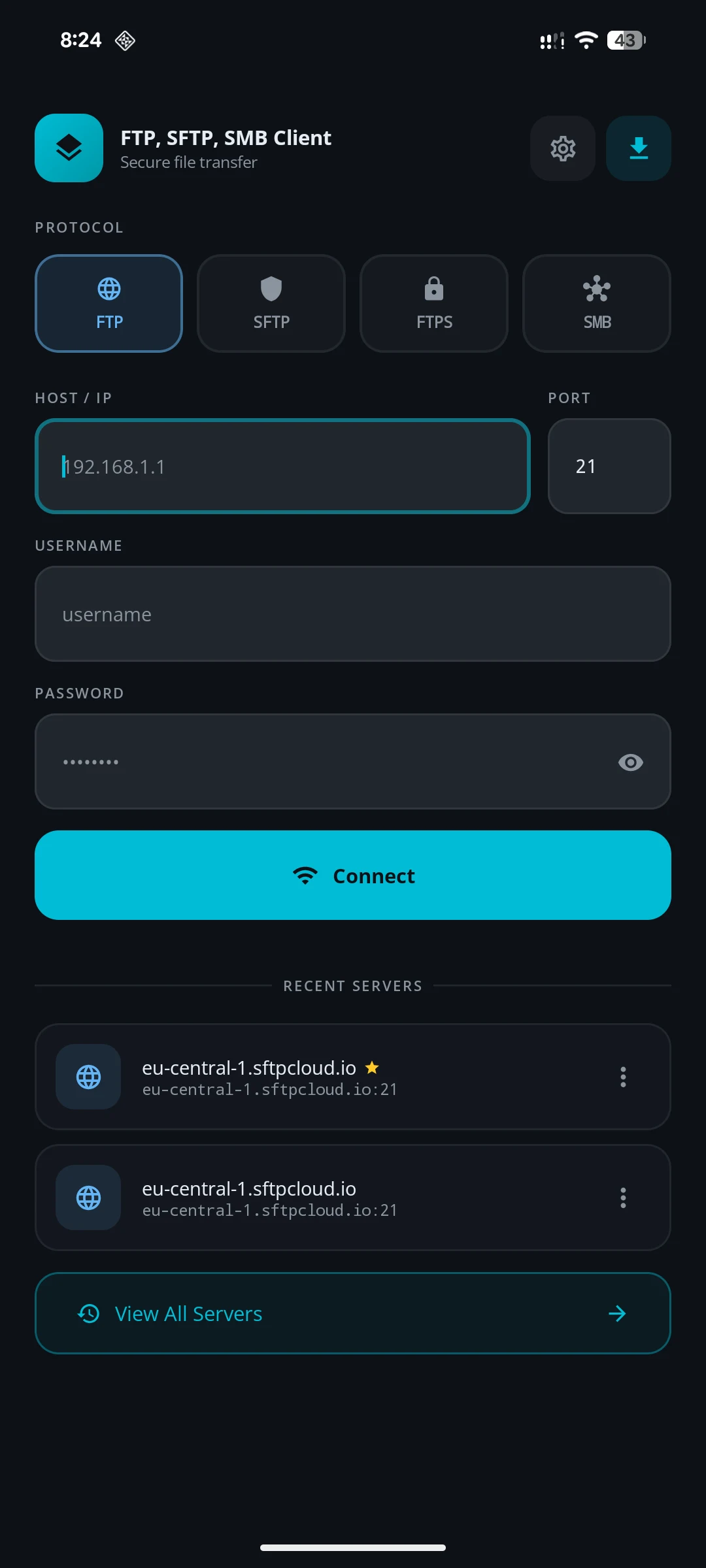 FTP SFTP SMB Client screenshot